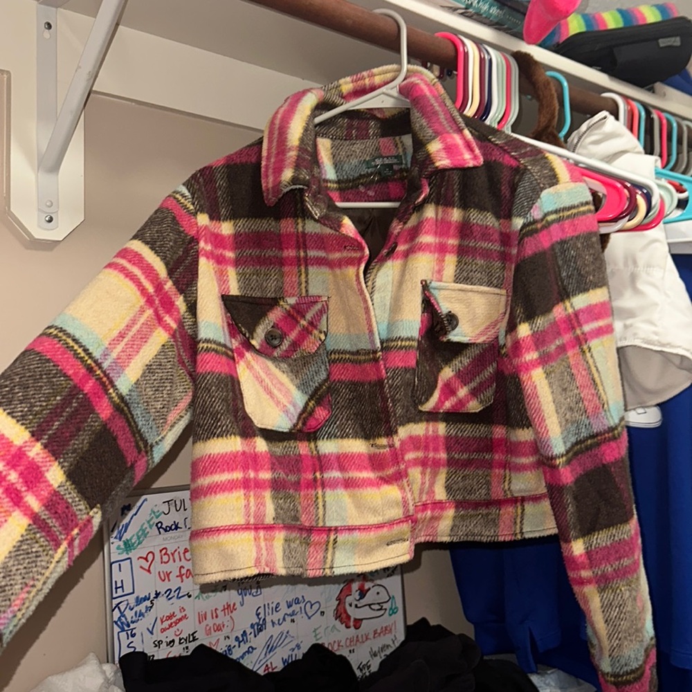 Colorful Plaid Jacket with Buttons